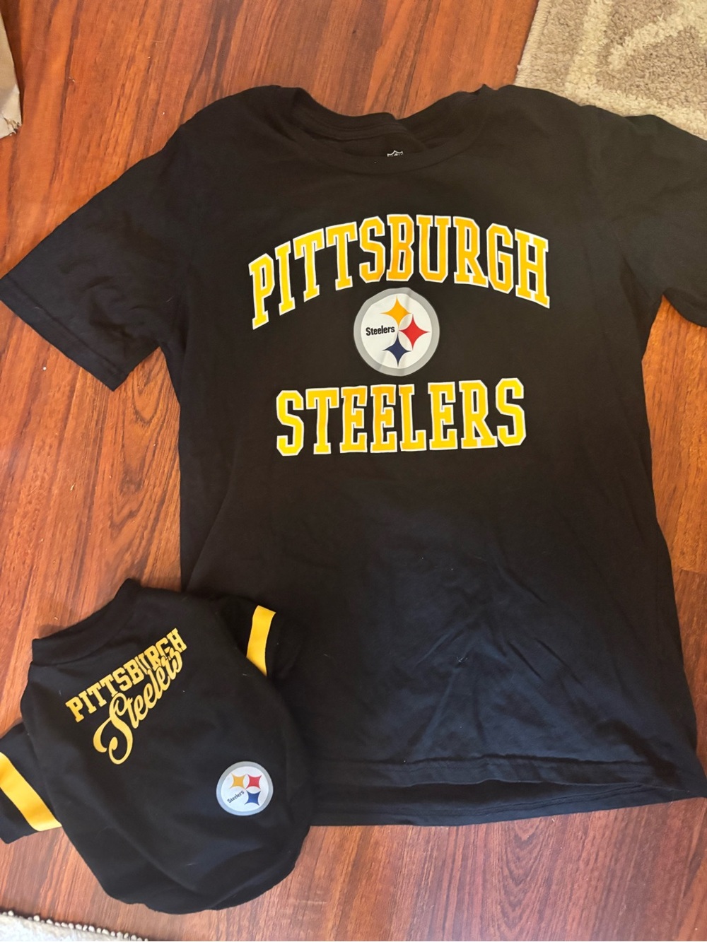 NFL Pittsburgh Steelers Black and Yellow Kids Tee and dog tee